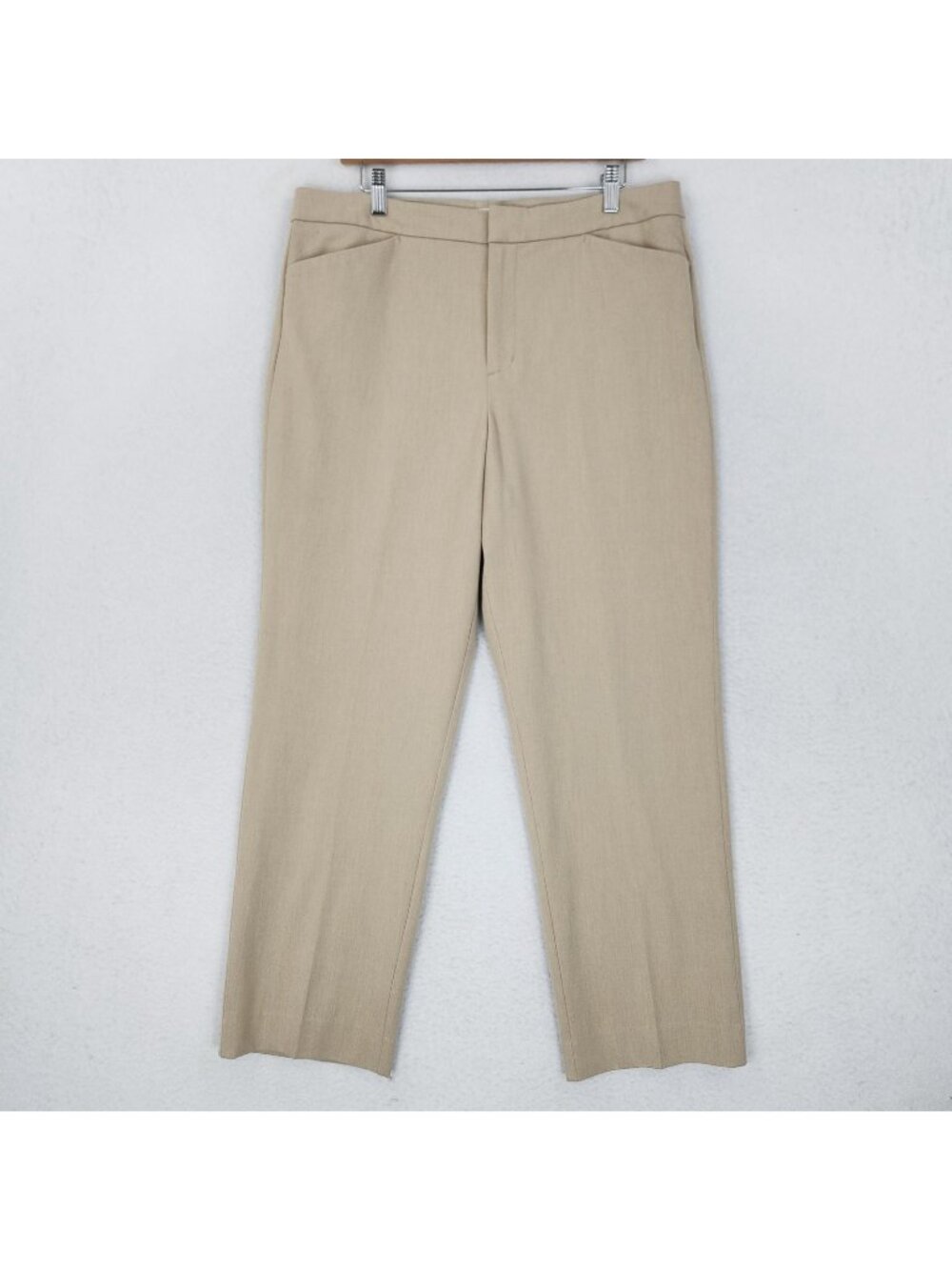 Coldwater Creek Pants Womens 14 Beige Twill Straight Leg Natural Fit High Rise